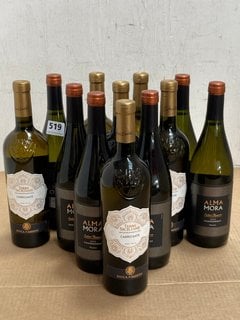 6 X BOTTLES OF DUCA DI SASSETA TERRE SICILIANE CARRICANTE DRY WHITE WINE 2022 75CL 12.5% VOL TO ALSO INCLUDE 6X BOTTLES OF ALMA MORA SELECT RESERVE CHARDONNAY 2022 75CL 13% VOL (WE OPERATE A CHALLENG