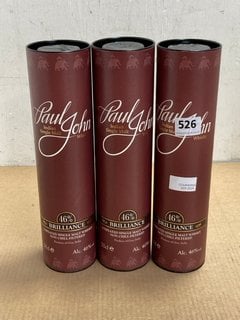 3 X BOTTLES OF PAUL JOHN INDIAN SINGLE MALT WHISKY 70CL 46%ABV (WE OPERATE A CHALLENGE 25 POLICY. 18+ ID MAY BE REQUIRED UPON COLLECTION/DELIVERY, E.G. A VALID PASSPORT OR PHOTO DRIVING LICENCE): LOC