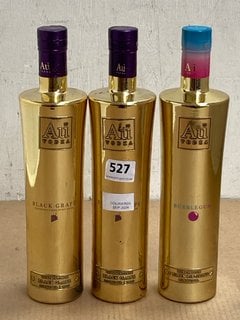 3 X BOTTLES OF AU VODKA 70CL 35.2%ABV. TO INCLUDE 2X BLACK GRAPE 1X BUBBLEGUM FLAVOUR. (WE OPERATE A CHALLENGE 25 POLICY. 18+ ID MAY BE REQUIRED UPON COLLECTION/DELIVERY, E.G. A VALID PASSPORT OR PHO