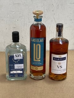 3 X BOTTLES OF SPIRITS, TO INCLUDE MARTELL VS COGNAC 70CL 40%ABV (WE OPERATE A CHALLENGE 25 POLICY. 18+ ID MAY BE REQUIRED UPON COLLECTION/DELIVERY, E.G. A VALID PASSPORT OR PHOTO DRIVING LICENCE): L