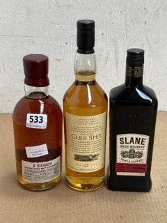 3 X BOTTLES OF WHISKY, TO INCLUDE ABERLOUR DISTILLERY A'BUNADH SPEYSIDE SINGLE MALT SCOTCH WHISKY 70CL 60.9%ABV (WE OPERATE A CHALLENGE 25 POLICY. 18+ ID MAY BE REQUIRED UPON COLLECTION/DELIVERY, E.G