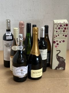 10 X BOTTLES OF ASSORTED WINES TO INCLUDE 1X BRUNO PAILLARD CHAMPAGNE 750ML 12%ABV, 1 X FORTNUM & MASON BRUT ROSE CHAMPAGNE. (WE OPERATE A CHALLENGE 25 POLICY. 18+ ID MAY BE REQUIRED UPON COLLECTION/