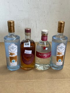 4 X BOTTLES OF SPIRITS, TO INCLUDE 2 X BOTTLES OF THE LAKES GIN, MOUNTAIN STRENGTH 51% ABV 70CL. (WE OPERATE A CHALLENGE 25 POLICY. 18+ ID MAY BE REQUIRED UPON COLLECTION/DELIVERY, E.G. A VALID PASSP