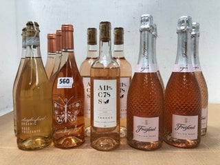 12 X ASSORTED BOTTLES OF WINE TO INCLUDE FREIXENET ITALIAN ROSE 750ML 11% VOL (WE OPERATE A CHALLENGE 25 POLICY. 18+ ID MAY BE REQUIRED UPON COLLECTION/DELIVERY, E.G. A VALID PASSPORT OR PHOTO DRIVIN