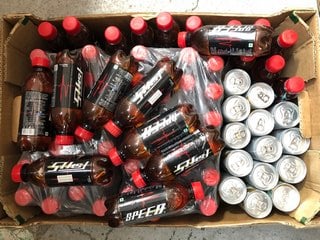 (COLLECTION ONLY) BOX OF MIXED ENERGY DRINKS TO INCLUDE XS POWER DRINK GINGER PASSION FRUIT 250ML: LOCATION - AR3