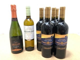 8 BOTTLES OF MIXED WINE TO INCLUDE PUGLIA NERO DI TROIA 750ML 13.5% VOL (WE OPERATE A CHALLENGE 25 POLICY. 18+ ID MAY BE REQUIRED UPON COLLECTION/DELIVERY, E.G. A VALID PASSPORT OR PHOTO DRIVING LICE