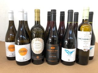 12 BOTTLES OF MIXED WINE TO INCLUDE SACRED HILL PINOT NOIR 75CL 13% VOL (WE OPERATE A CHALLENGE 25 POLICY. 18+ ID MAY BE REQUIRED UPON COLLECTION/DELIVERY, E.G. A VALID PASSPORT OR PHOTO DRIVING LICE