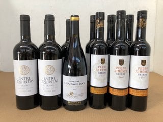 12 BOTTLES OF MIXED WINE TO INCLUDE ENTRE QUINTAS 750ML 14% VOL (WE OPERATE A CHALLENGE 25 POLICY. 18+ ID MAY BE REQUIRED UPON COLLECTION/DELIVERY, E.G. A VALID PASSPORT OR PHOTO DRIVING LICENCE): LO