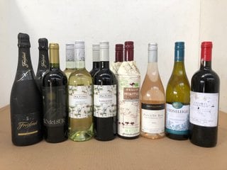 12 BOTTLES OF MIXED WINE TO INCLUDE PAYS D'OC ROSE 750ML 12.5% VOL (WE OPERATE A CHALLENGE 25 POLICY. 18+ ID MAY BE REQUIRED UPON COLLECTION/DELIVERY, E.G. A VALID PASSPORT OR PHOTO DRIVING LICENCE):