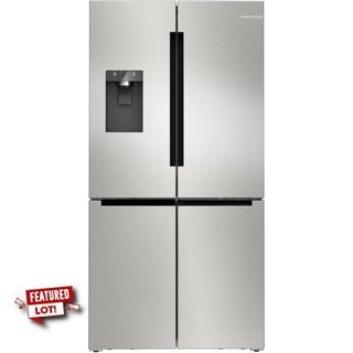 BOSCH AMERICAN STYLE FRIDGE FREEZER: MODEL KFD96APEA - RRP £2199 . JOHN PYE TECHNICAL WHITE GOODS CONDITION REPORT: UNIT POWERED UP, NO ERROR CODE APPARENT, FASCIA INSPECTION PASS. DATE OF CHECK 16.0