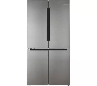 BOSCH FRENCH DOOR AMERICAN STYLE FRIDGE FREEZER: MODEL KFN96VPEAG - RRP £1499 . JOHN PYE TECHNICAL WHITE GOODS CONDITION REPORT: UNIT POWERED UP, NO ERROR CODE APPARENT, DENTS ON FRONT. DATE OF CHECK