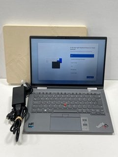 LENOVO THINKPAD X1 YOGA GEN 8 512 GB LAPTOP (ORIGINAL RRP - £2,500) IN GREY: MODEL NO 21HQ-003JUK (WITH CHARGING CABLE, SOME LIGHT COSMETIC WEAR ON LID & UNDERNEATH) INTEL CORE I7-1355U @ 1.70GHZ, 16