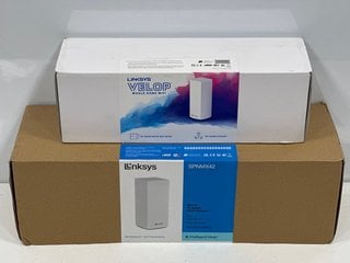 2 X LINKSYS WI-FI 6 TRI-BAND MESH ROUTERS IN WHITE: MODEL NO SPNMX42 / AC2200 (WITH BOXES AND ALL ACCESSORIES) [JPTM124006] THIS PRODUCT IS FULLY FUNCTIONAL AND IS PART OF OUR PREMIUM TECH AND ELECTR