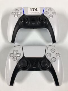 2 X SONY PLAYSTATION DUALSENSE WIRELESS CONTROLLERS - WHITE