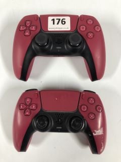 2 X SONY PLAYSTATION DUALSENSE WIRELESS CONTROLLERS- COSMIC RED