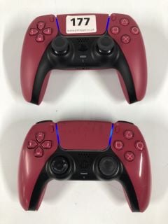 2 X SONY PLAYSTATION DUALSENSE WIRELESS CONTROLLERS- COSMIC RED