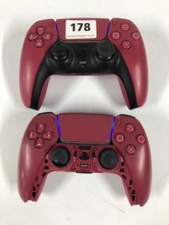 2 X SONY PLAYSTATION DUALSENSE WIRELESS CONTROLLERS- COSMIC RED