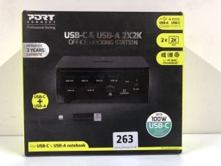 PORT CONNECT USB-C & USB-A 2X2K OFFICE DOCKING STATION - RRP.£104