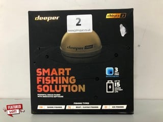 DEEPER SMART FISHING SOLUTION POWERFUL SONAR PAIRED WITH INNOVATIVE SOFTWARE MODEL: CHIRP+2- RRP.£350