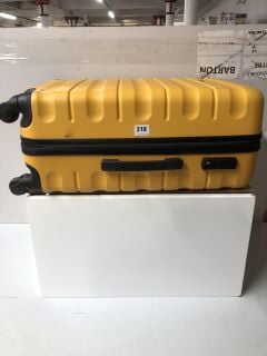 JOHN LEWIS SUITCASE (YELLOW) & JOHN LEWIS WOODEN BASKET