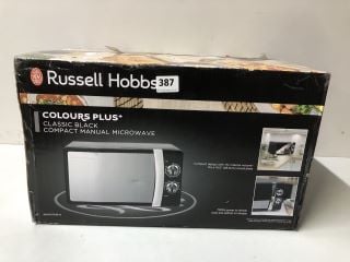 RUSSELL HOBBS COLOURS PLUS + CLASSIC BLACK COMPACT MANUAL MICROWAVE