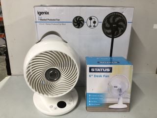 3 X ITEMS TO INC IGENIX BLACK 7" BLADED PEDESTAL FAN