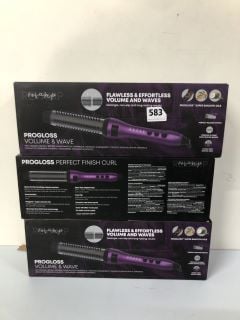 3 X REVAMP PROGLOSS VOLUME & WAVE HOT CERAMIC BRUSH