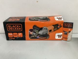 BOX OF ITEMS TO INC BLACK + DECKER 710W ANGLE GRINDER