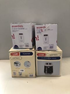 4 X TOASTERS INC LOGIK 2 SLICE TOASTER