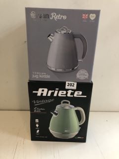 2 X KETTLES INC SWAN RETRO 1.5L GREY JUG KETTLE