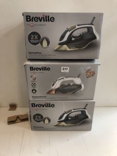 3 X BREVILLE STEAM IRONS