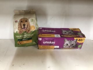 2X PACKS OF PET FOOD INCL. HARRINGTONS 1.7KG ADULT TURKEY DOG FOOD (BB:09/25)