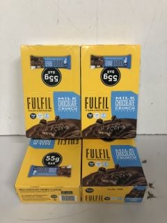 4X BOXES OF FULFIL 15 PACK VITAMIN AND PROTEIN BARS MILK CHOCOLATE CRUNCH FLAVOUR (BB:19/09/24)