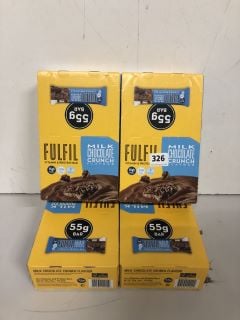 4X BOXES OF FULFIL 15 PACK VITAMIN AND PROTEIN BARS MILK CHOCOLATE CRUNCH FLAVOUR (BB:19/09/24)