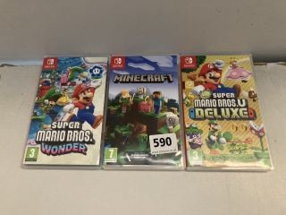 3 X NINTENDO SWITCH GAMES INC MINECRAFT & SUPER MARIO BROS WONDER