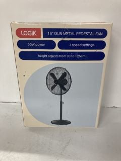 LOGIK 16" GUN METAL PEDESTAL FAN