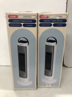 2 X LOGIK CERAMIC TOWER HEATER