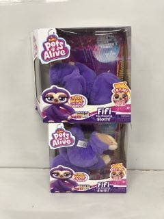 2 X ZURU PETS ALIVE FIFI THE FLOSSING SLOTH