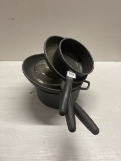 QTY OF COOKING PANS TO INCLUDE FRYING PANS