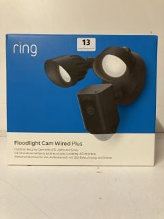 RING FLOODLIGHT CAM WIRED PLUS OUTDOOR SECURITY CAMERA WITH LED LIGHTS & SIREN - RRP £179