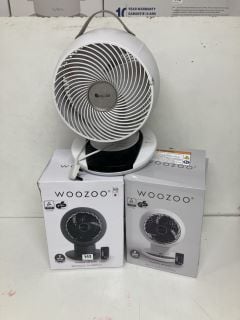 3 X AIR CIRCULATORS TO INCLUDE WOOZOO DESK FAN