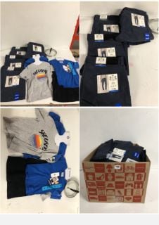 BOX OF CLOTHING IN VARIOUS SIZES & DESIGNS