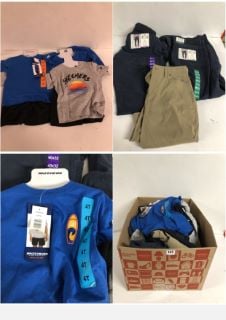 BOX OF CLOTHING IN VARIOUS SIZES & DESIGNS