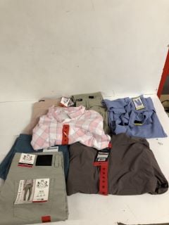 BOX OF CLOTHING IN VARIOUS SIZES & DESIGNS