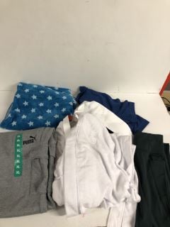 BOX OF CLOTHING IN VARIOUS SIZES & DESIGNS