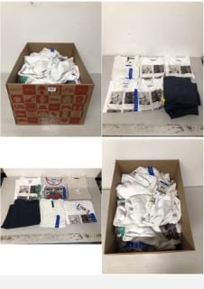 BOX OF CLOTHING IN VARIOUS SIZES & DESIGNS