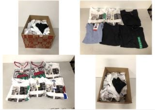 BOX OF CLOTHING IN VARIOUS SIZES & DESIGNS