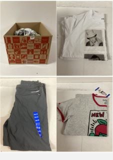 BOX OF CLOTHING IN VARIOUS SIZES & DESIGNS