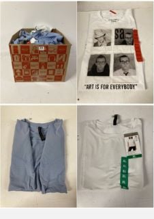 BOX OF CLOTHING IN VARIOUS SIZES & DESIGNS