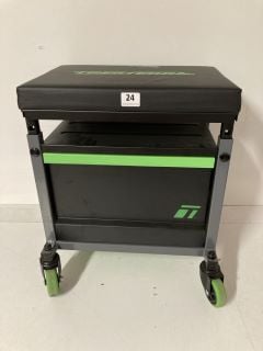 TREKTERRA WHEELED STORAGE STOOL IN BLACK/GREEN